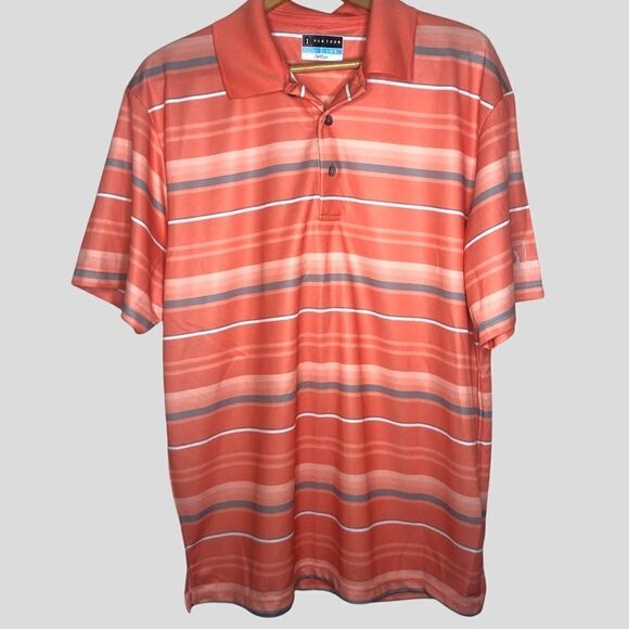 PGA TOUR Golf Polo Shirt, Peach/Gray Stripes Size L - Picture 1 of 5